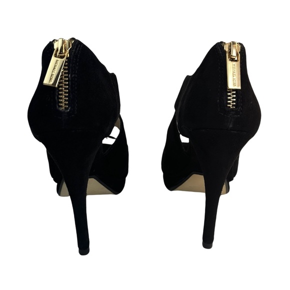 Michael Kors Women’s Elena Cross Strap Black Platform Heel In Black Suede Size:6 - Picture 12 of 16